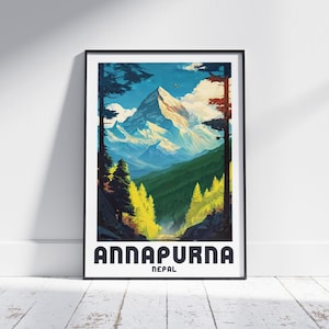 Annapurna Mountain Travel Poster: Nepal Art Print