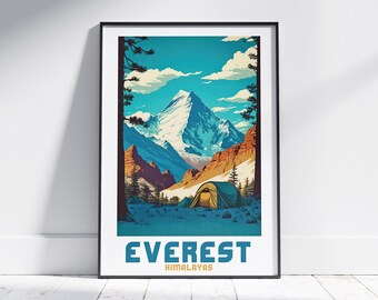Everest Mountain-print: Himalaya-reisposter, wandelcadeau