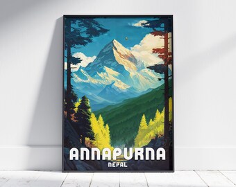 Annapurna Nepal Travel Poster: Himalayan Mountain Art Print