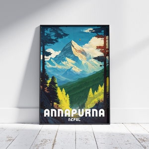 Annapurna Nepal Travel Poster: Himalayan Mountain Art Print