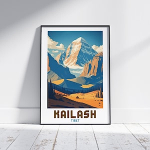 Kailash Berg Tibet Kunst Poster Illustration Kunst China Geschenk für Wohnzimmer Wand Kunst Reise Print Wanddekoration Tibet Kunst Himalaya Souvenir