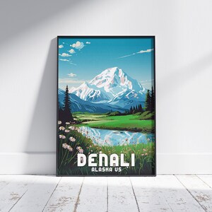 Denali National Park Poster: Alaska Mountain Art Print