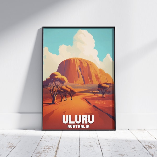 Uluru Mount Travel Poster Australia Outback Ayers Rock Print Framed Mountain Wall Home Prints Hike Gift Travel climber  souvenir Australia