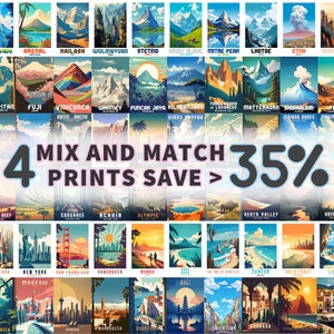 Set of 4 Travel Prints: Mix & Match Gallery Wall Art
