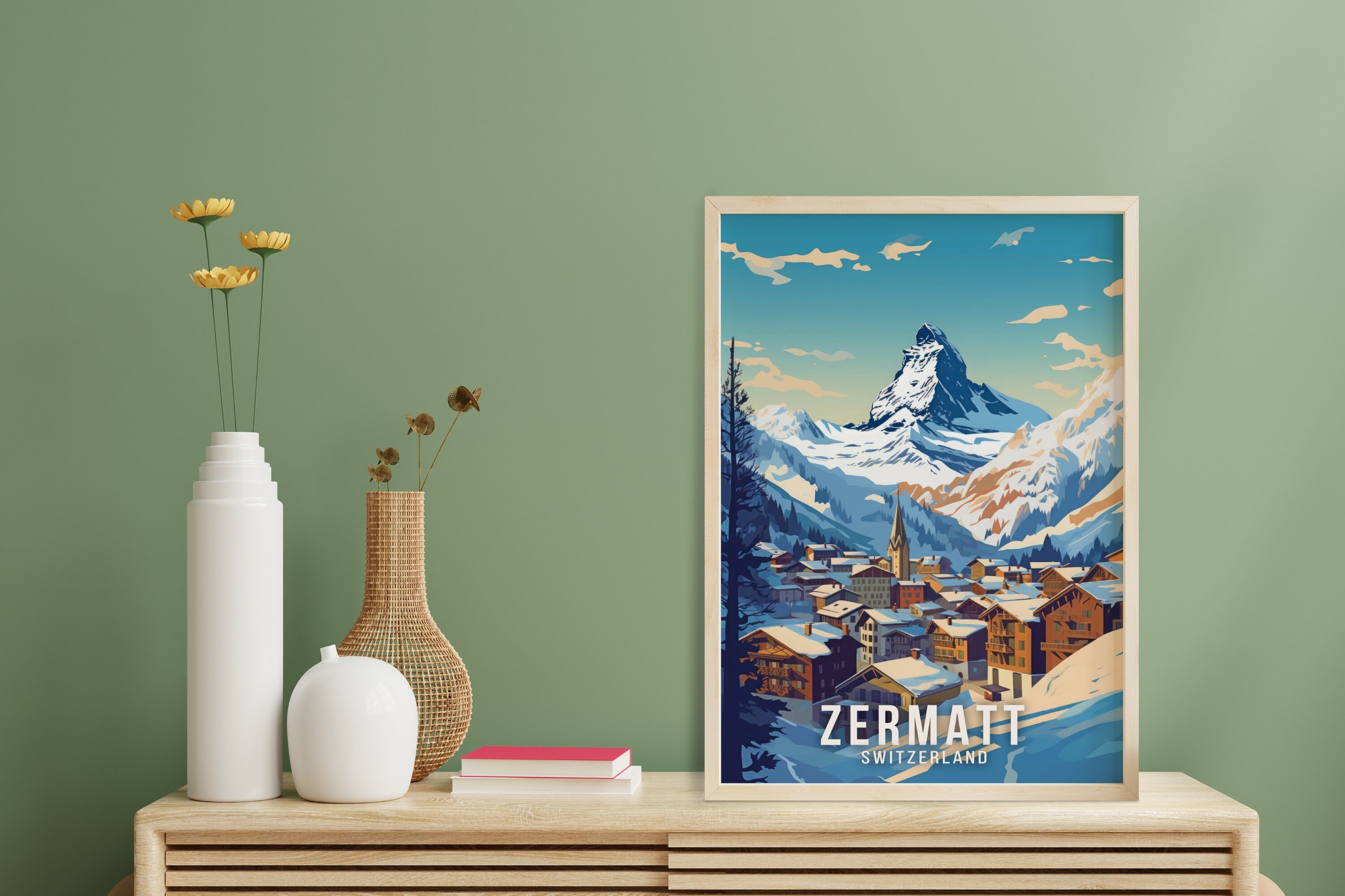 Zermatt Switzerland Art Print: Swiss Alps Travel Poster - Etsy