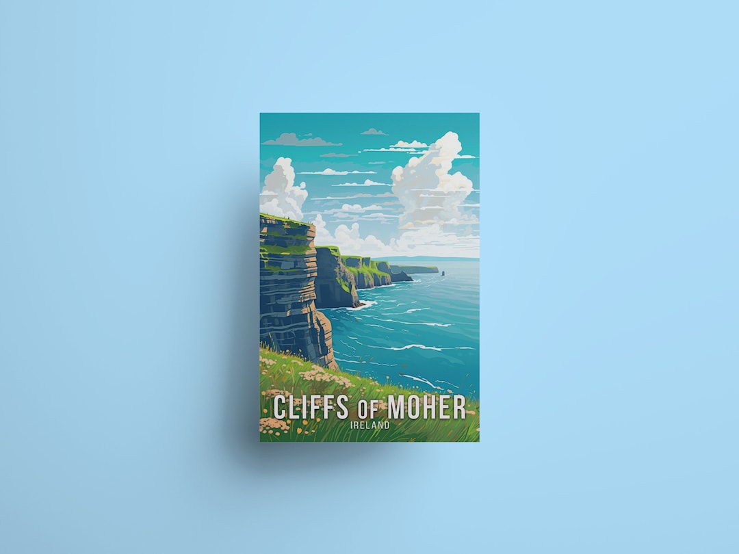 Cliffs of Moher Art Travel Poster Irish Print UK Wall Art Etsy