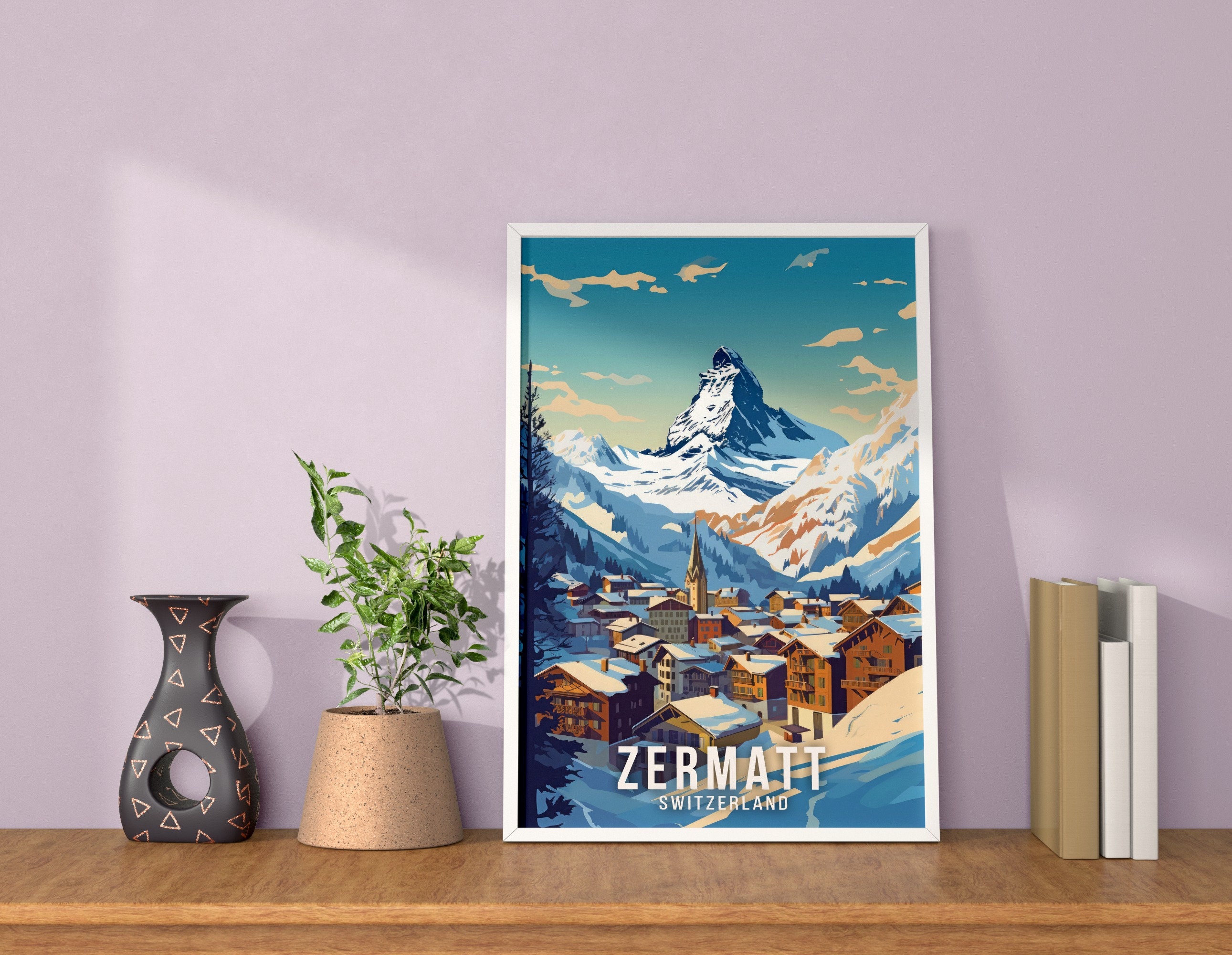 Zermatt Switzerland Art Print: Swiss Alps Travel Poster - Etsy