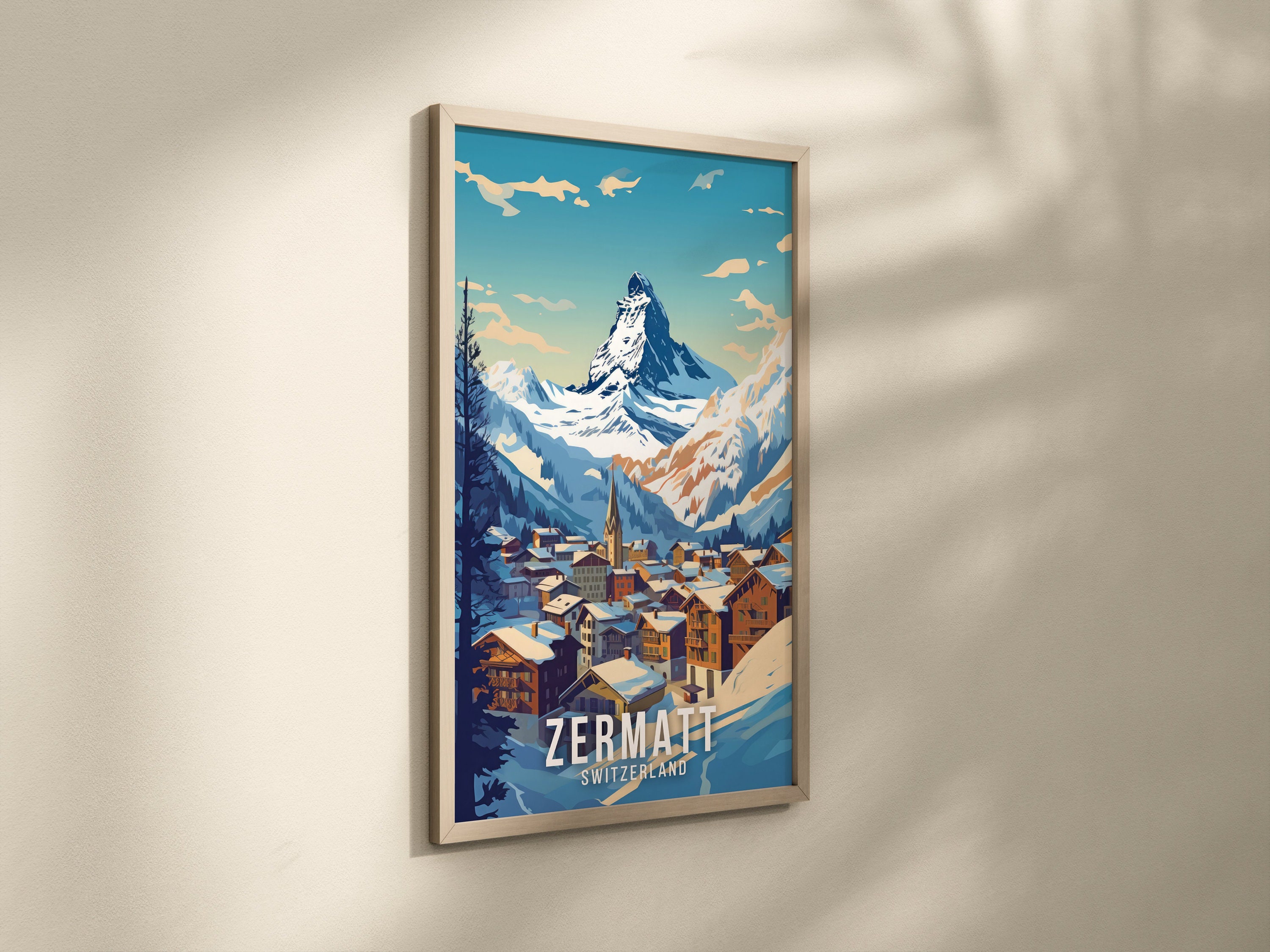Zermatt Switzerland Art Print: Swiss Alps Travel Poster - Etsy