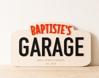 Personalized Car Garage for Children – Wooden Wall Decor with Name – Gift for Children – Toy Car Storage