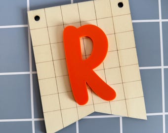 Personalized wooden pennants with 3D letters – nursery decor | nameplate | individual wall decoration | baby shower gift