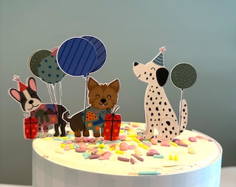 Set of 3 Dog Cake Toppers • Dog Party Cake Decorations • Birthday Toppers for Dog Lovers • Cake Decoration Gift