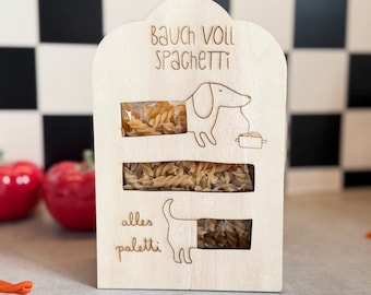 Wooden gift box - belly full of spaghetti - everything's great! A fun gift idea for pasta fans - a gift for friends & family