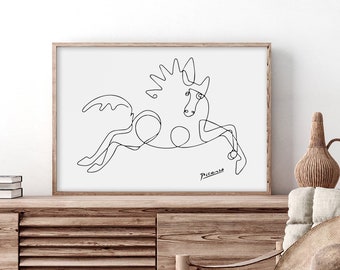 Picasso Horse Line Art Print: Minimalist Animal Sketch (Digital Download)