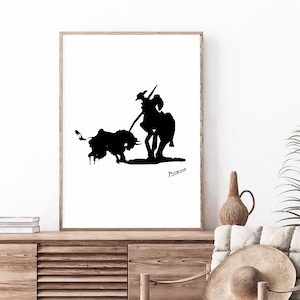 Picasso Bullfight Print: Minimalist Line Art (Digital Printable)