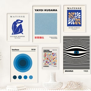Gallery Wall Set of 6 Prints, Yayoi Kasuma Print Set, Matisse Poster Set, Bauhaus Print Set, Exhibition Poster Set, Wall Art Set