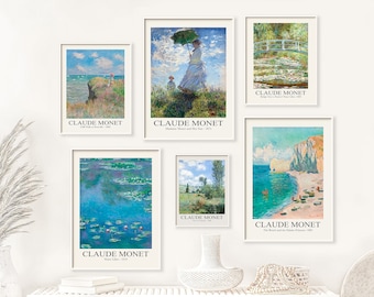 Claude Monet Set of 6 Prints, Gallery Wall Set, Claude Monet, Printable Wall Art, Monet Exhibition Poster, Vintage Print, Monet Art