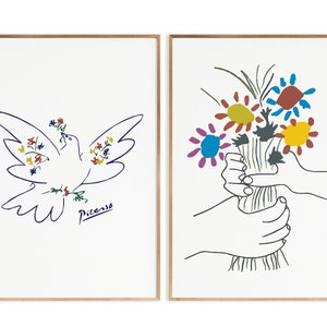 Picasso Prints Set: Dove & Flowers Sketch (Digital Download)