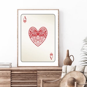 Ace of Hearts Print | Lucky You Poster | Trendy Retro Wall Art | Retro Trendy Aesthetic Print | Playing Card Poster | Trendy Wall Art