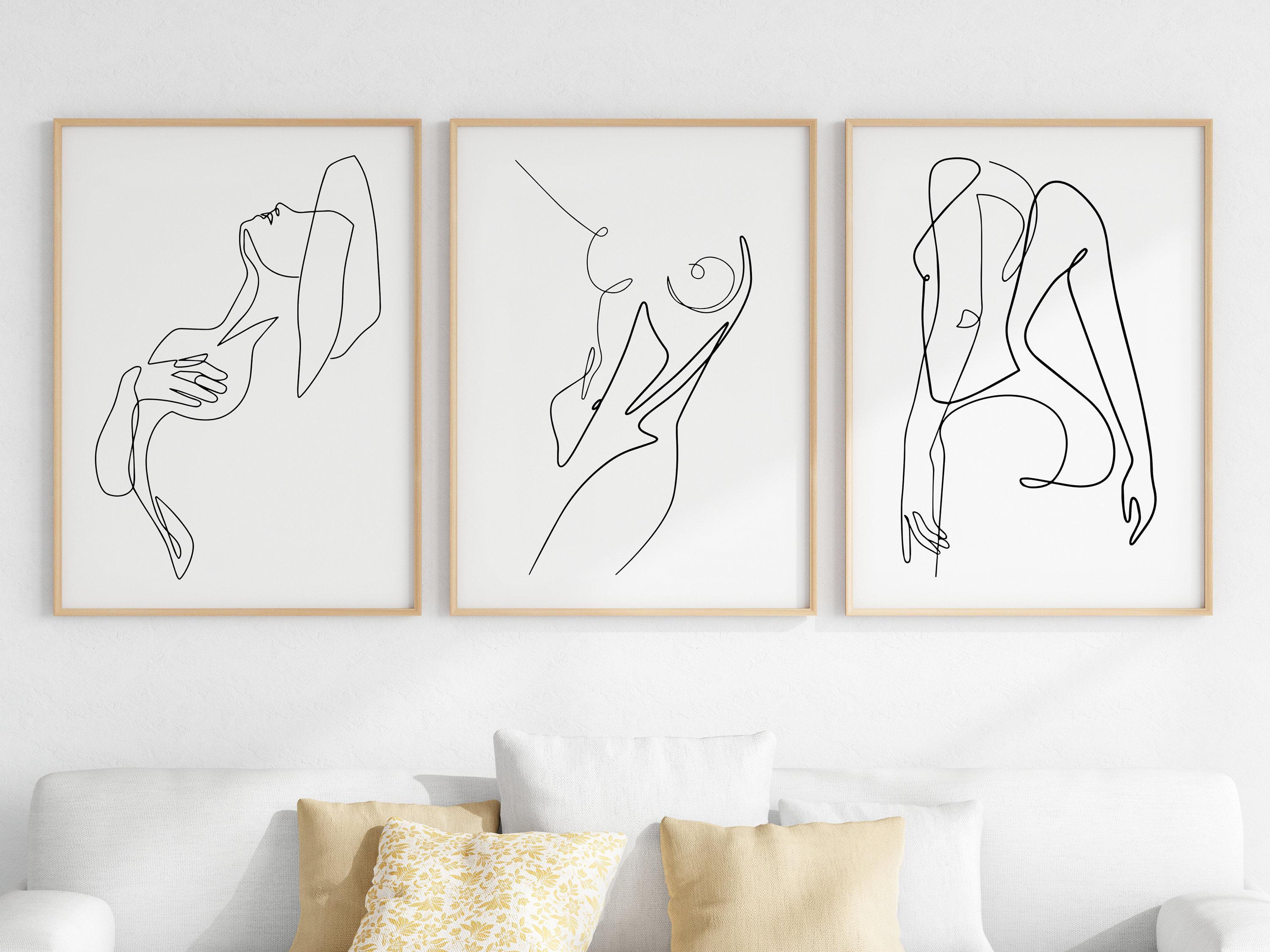 Nude Woman Line Art Set | Minimalist Abstract Wall Art | Printable ...