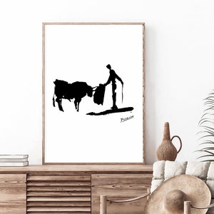 Picasso Print | Picasso Bull Fight Printable Wall Art Print | Picasso Print Bull Line Art | Picasso Wall Art | Digital Printable Art Poster