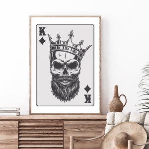King of Diamonds Playing Card | Playing Cards Print | Digital Download | Trendy Print | Members Club | Playing Cards Poster