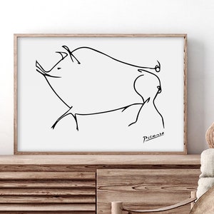 Picasso Pig Print: Minimalist Animal Sketch (Digital Download)