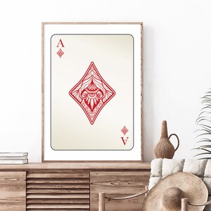 Ace of Diamonds Print | Lucky You Poster | Trendy Retro Wall Art | Retro Trendy Aesthetic Print | Playing Card Poster | Trendy Wall Art