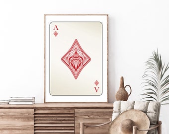 Karo Ace Poster Druck: Retro Trendy Wanddeko (Digitaler Download)