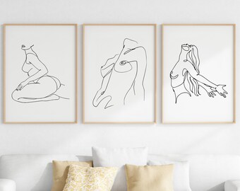 Set di stampe artistiche di figure femminili / Corpo di donna minimalista (download digitale)