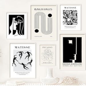 Gallery Wall Set of 6 Prints, Picasso Print Set, Matisse Poster Set, Bauhaus Print Set, Exhibition Poster Set, Wall Art Set