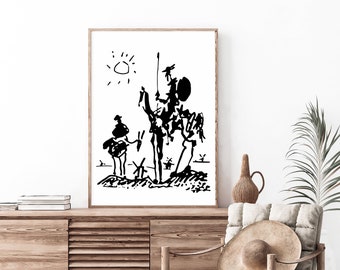 Picasso Don Quixote Print | Don Quixote Sketch Poster | Picasso Line Art| Picasso Art Print | Picasso Poster | Digital Printable Art Poster