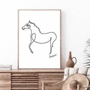 Picasso Print | Picasso Horse Wall Art | Picasso Animals Sketch Poster | Picasso Horse Line Art | Minimalist Art