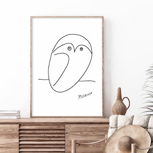 Picasso Owl Sketch Print: Minimalist Art Poster (Digital Download)