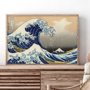 Vintage Japanese Art, Katsushika Hokusai Poster, The Great Wave off Kanagawa, Japanese Woodblock, Ukiyo Wall Art Print, Japan Home Decor