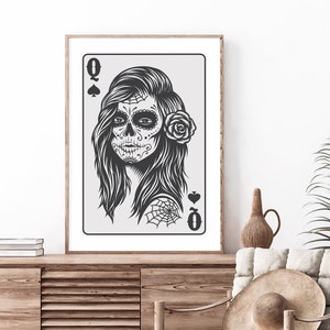 Queen of Spades Playing Card | Playing Cards Print | Digital Download | Trendy Print | Members Club | Playing Cards Poster