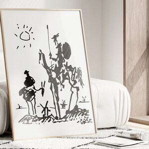 Picasso Don Quixote Print | Don Quixote Sketch Poster | Picasso Line ...
