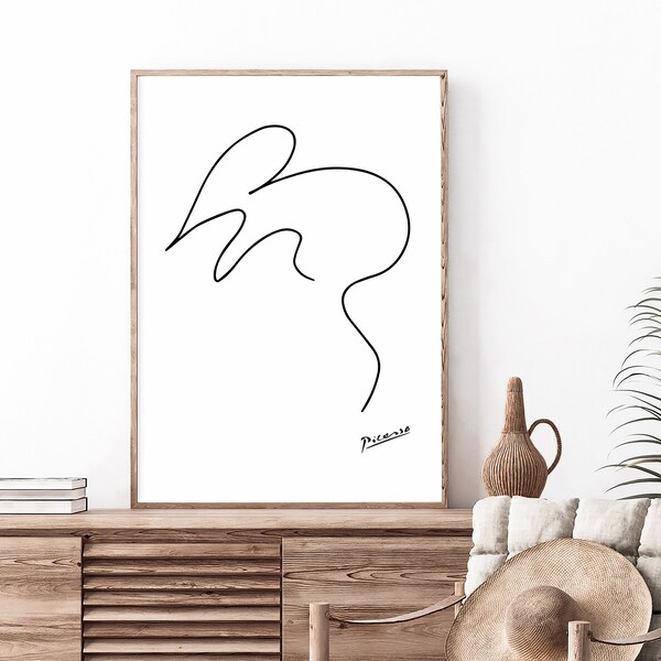 Impression de croquis de souris Picasso | Picasso Pingouin Ligne Art Print | Impression d’exposition | Affiche Picasso minimaliste | Croquis animalier de Picasso