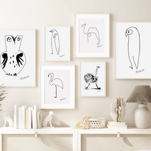 Picasso Set of 6 Prints | Picasso Animal Sets | Pablo Picasso Wall Art | Picasso Art print | Picasso Poster | Picasso Sketch