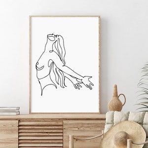 Female Figure Line Art Print Set | Minimalist Woman Drawing (digital ...