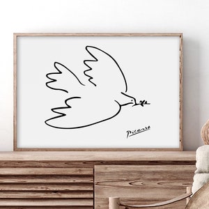 Picasso Vogel Druck | Picasso Tier Kunst | Picasso Strichzeichnung Modern | Minimalistisches Vogel Poster | Line Art Vogel | Druckbare Kunst Horizontal
