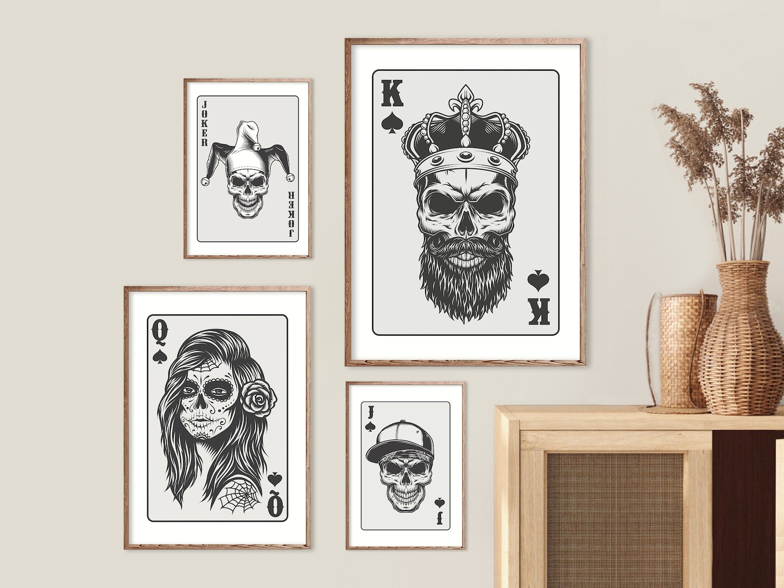 King, Queen, Jack, and Joker Playing Cards | Gallery Wall Set of 4 ...