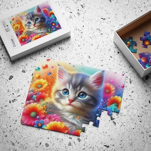 Puzzle ze zwierzętami, pudełko 3D, gra logiczna dla dzieci i dorosłych, układanki, gry podróżne lub prezent, od 30 do 1000 elementów, słodki kociak