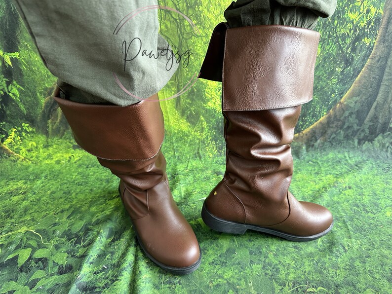 Viking Medieval Boots Unisex Pirate Boots Shoes Brown Viking Etsy
