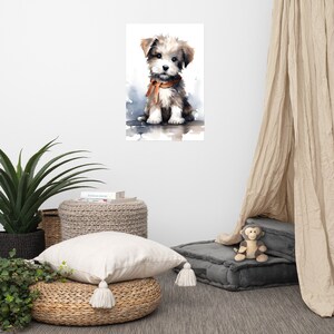 Poster di cani carini / Arte per bambini / Arte ad acquerello per cameretta / Animale adorabile / Arte murale per cameretta dei bambini