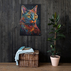 Cat Art Print | Colorful Cat Canvas & Poster | Cute Cat Wall Decor | Pet Lover Gift | Modern Home Art