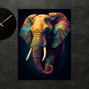 Poster di elefante colorato / Arte di elefante / Arte murale / Stampa artistica / Stampa di poster
