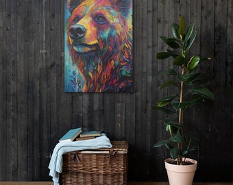 Vivid Colorful Bear Art Print | Modern Canvas Wall Art