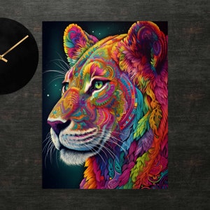 Colorful Cougar Poster | Cougar Art | Wall Art | Art Print | Poster Print