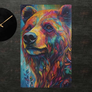 Bandiera dell'orso colorato / stampa dell'orso / stampa allover / animale colorato / animale carino