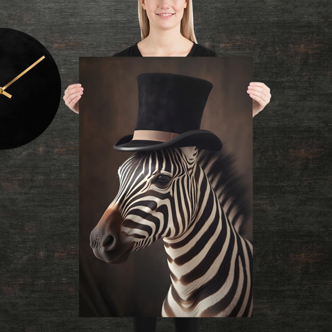 Tophat Zebra | Cute Animal Poster | Fancy Animal Portrait | Unique Art ...